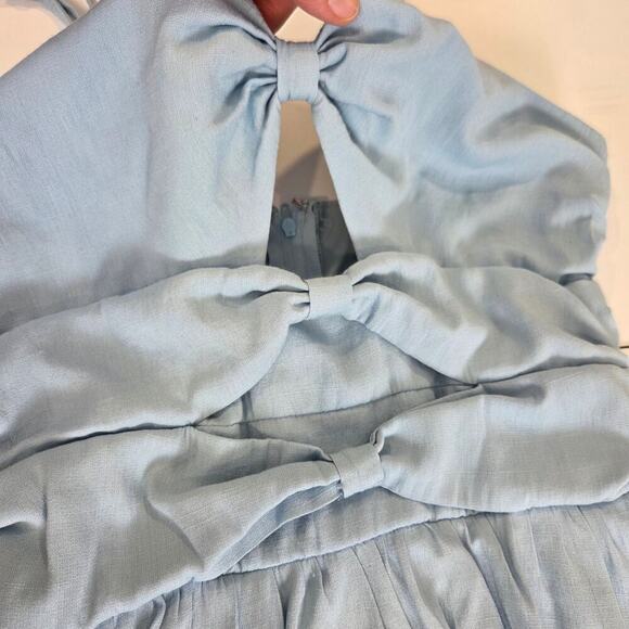 Altard state Bow Cut Out Bella Midi Dress Baby Blue Slip Tank Small - Picture 10 of 11